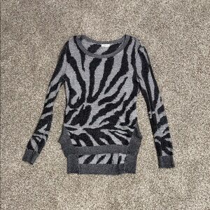 silence + noise Black and Gray Zebra Scoop-Neck Sweater